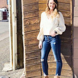 Kancan 5 button distressed jeans